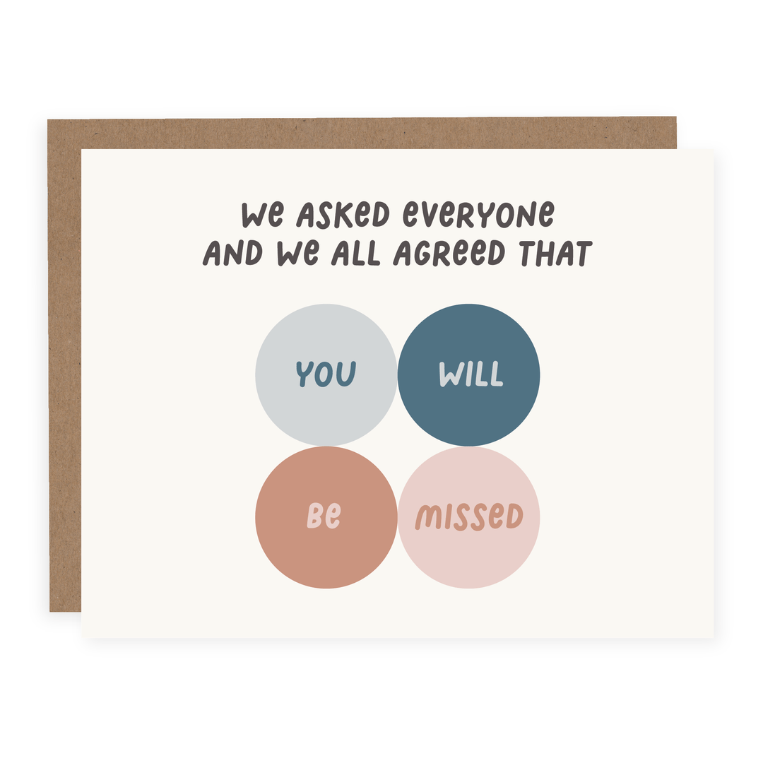 You Will Be Missed | Card - Pretty by Her- handmade locally in Cambridge, Ontario