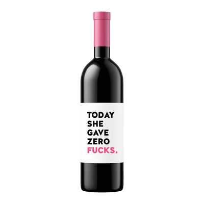 Zero Fucks | Wine Label - Pretty by Her- handmade locally in Cambridge, Ontario